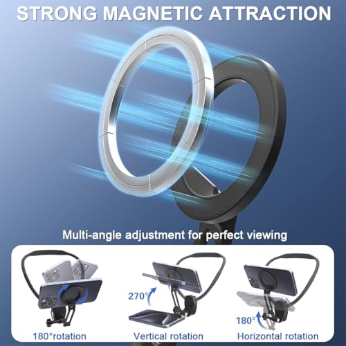 Image of ZORBES 2-in-1 Magnetic Neck Phone Mount, Adjustable Chest Harness POV Camera Holder for Hands-Free Vlogging with Strong Magnetic Grip Compatible with Filming, Cooking, Sports and Live Streaming