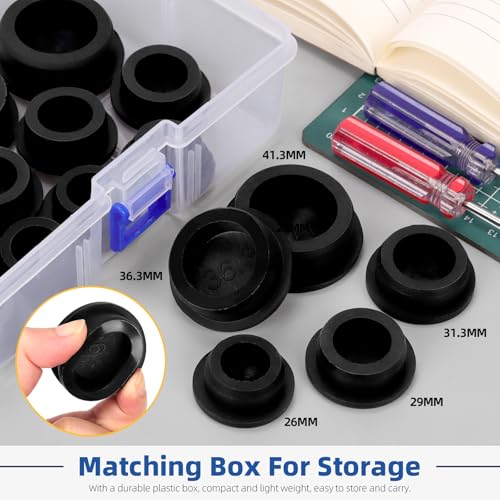 Image of Glarks 16pcs 5 Sizes Hollow Silicone Hole Plug Set, Black High Temp Silicone Plug, T Shaped Stopper Hole Plug, Round Hole Flexible Stopper for Wire Cable, Hole Plugs, Automotive, Water Pipe