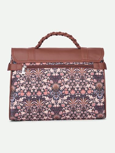 Image of ZOUK Heritage Satchel Bag - Gwalior Weaves | Jute | Vegan Leather Handcrafted With Detachable Sling Strap