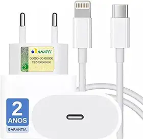 Carregador Turbo Cabo Usb-C-Lightning + Fonte 25W Ultra Rapido Compatível iPhone SE X Xr 11 12 13 14 FAST CHARGE PREMIUM, UTBRX®