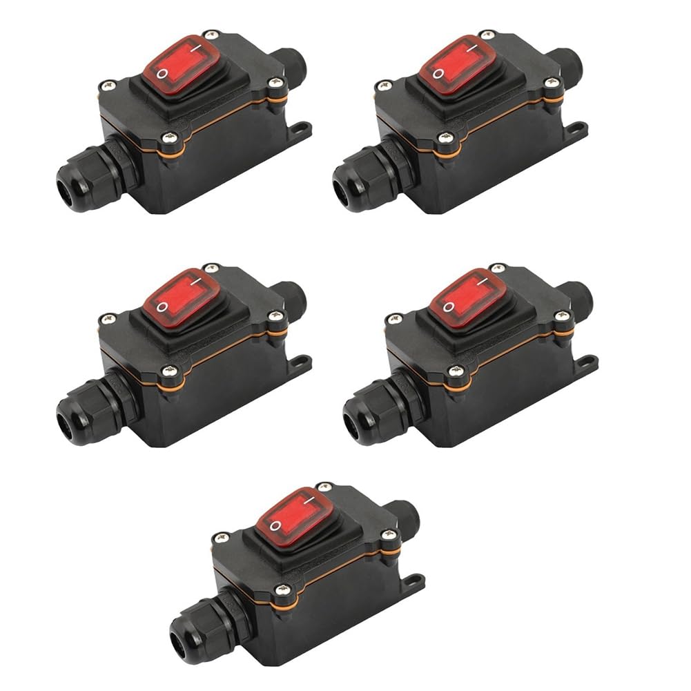 Yominerr 5 Piezas Interruptor A Prueba de Agua Interruptor Tipo 12V/24V 30A A Prueba de Lluvia Fuera de la Sala Eléctrica Caja de Amperios Segunda Marcha
