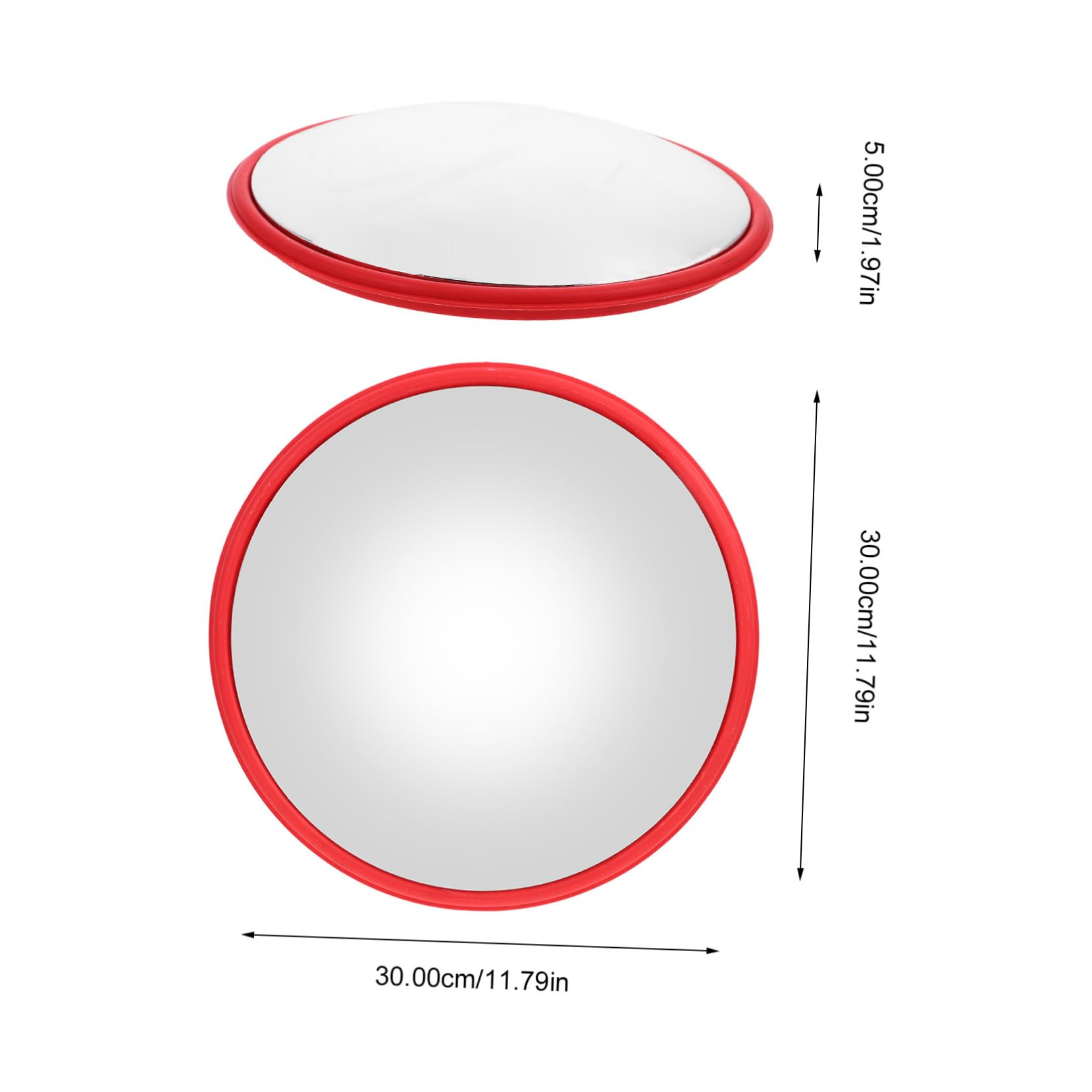 Specchio di Sicurezza Stradale da Esterni, 30cm, Rosso | Design Curvo ad Alta Definizione, Abs e Pc, Strumenti e Istruzioni Inclusi