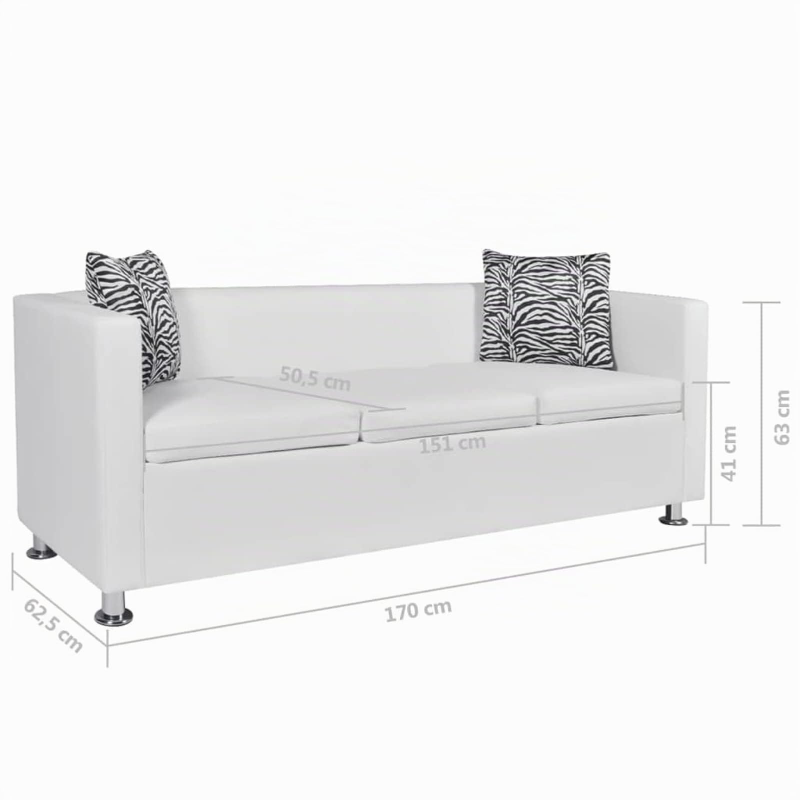Tidyard Divano a 3 Posti in Similpelle, Divano Letto 3 Posti in Pelle Artificiale, Divano per Soggiorno/Ufficio Moderno, Sofà Divanetto Letto Poltrona Arredo per Salotto Bianco