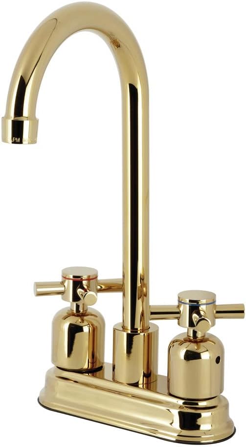 Kingston Brass KB8492DX Concord Two-Handle 2-Hole Deck Mount Bar Faucet in Polished Brass