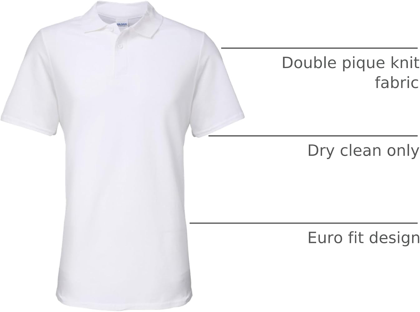 Gildan 64800 Softstyle Adult Double Pique Polo Shirt - White - L Gildan 64800 Softstyle Adult Double Pique Polo Shirt - White - L