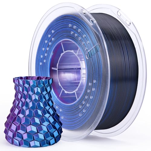 Image of ELEGOO Silk PLA Filament Triple Colors Blue Purple Black, Shiny Tri-Color 3D Printer Filament 1.75mm Dimensional Accuracy + /- 0.05mm, 1kg Spool(2.2lbs) Fits for Most FDM 3D Printers