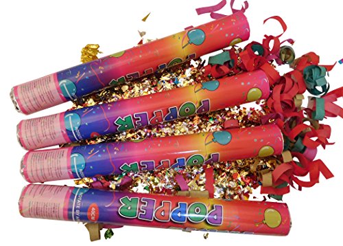 5x Konfettikanone Bunt 40 cm Party Popper Konfetti Shooter Party Kanonen Party Poppers Confetti Kanone Cover
