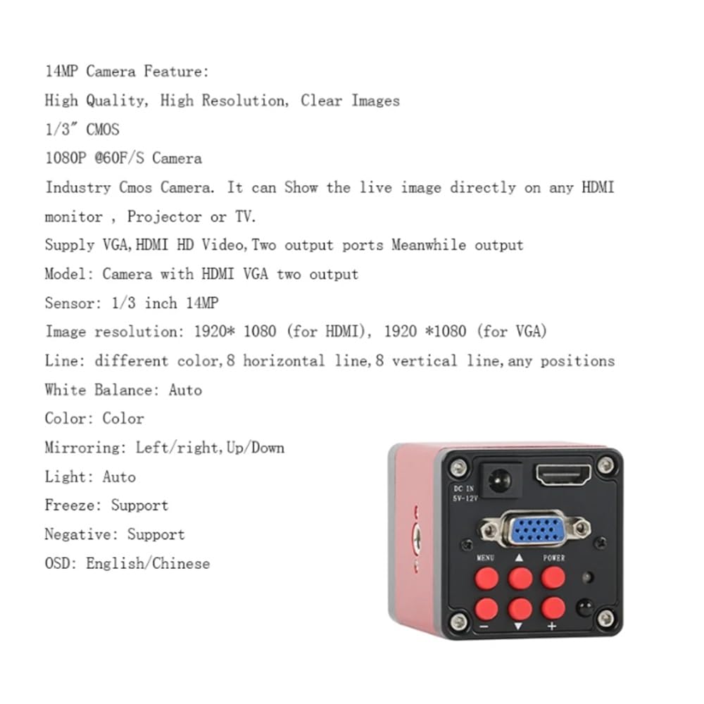 Microscope 14MP HDMI 100X Set Microscope Camera Digital Video Monocular Microscope Camera 100X C-Mount for Soldering Phone Repair Tools