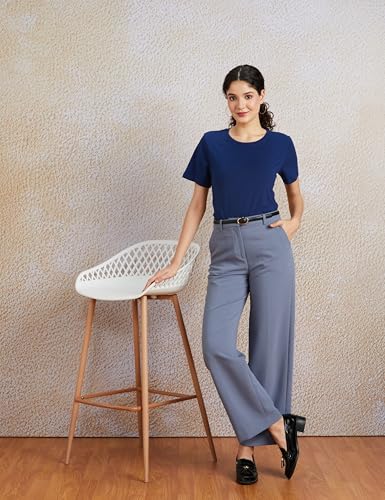 Image of Amazon Brand - Symbol Women Cotton Stretch Regular Fit Round Neck Half Sleeve T-Shirt (Available in Plus Sizes)