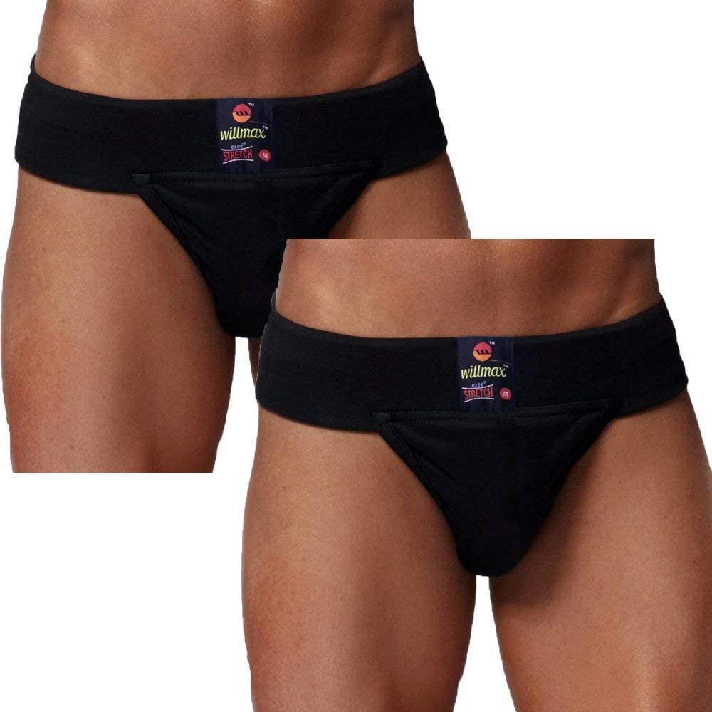 WMX Gym Cotton Supporter Back Covered with Cup Pocket Athletic Fit Brief Multi Sport Underwear Pack 2