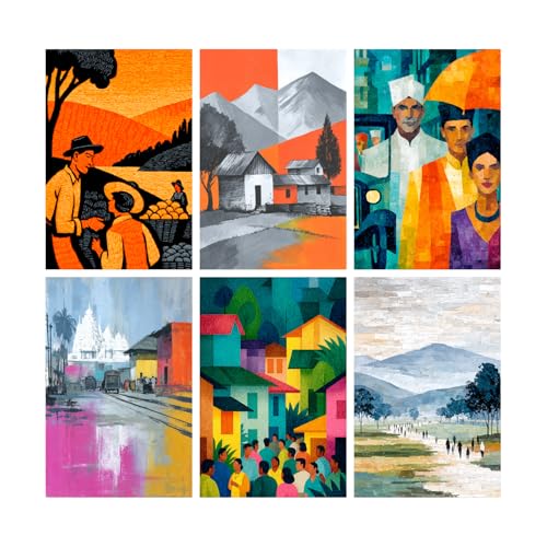 Image of SiddArtify Vintage Travel Wall Art Prints Set - Retro People Poster Decor for Living Room Office - 12x18 inch Board Pack of 6