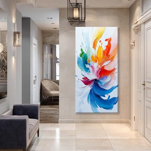 Image of TAIJXAGSG Large Canvas Art Wall Decor Prints Colorful Abstract Wall Art For Living Room Blue Abstract Art Artwork Painting Picture For Bedroom Hotel Office Home Aesthetic Wall Decor 29 X 58 In