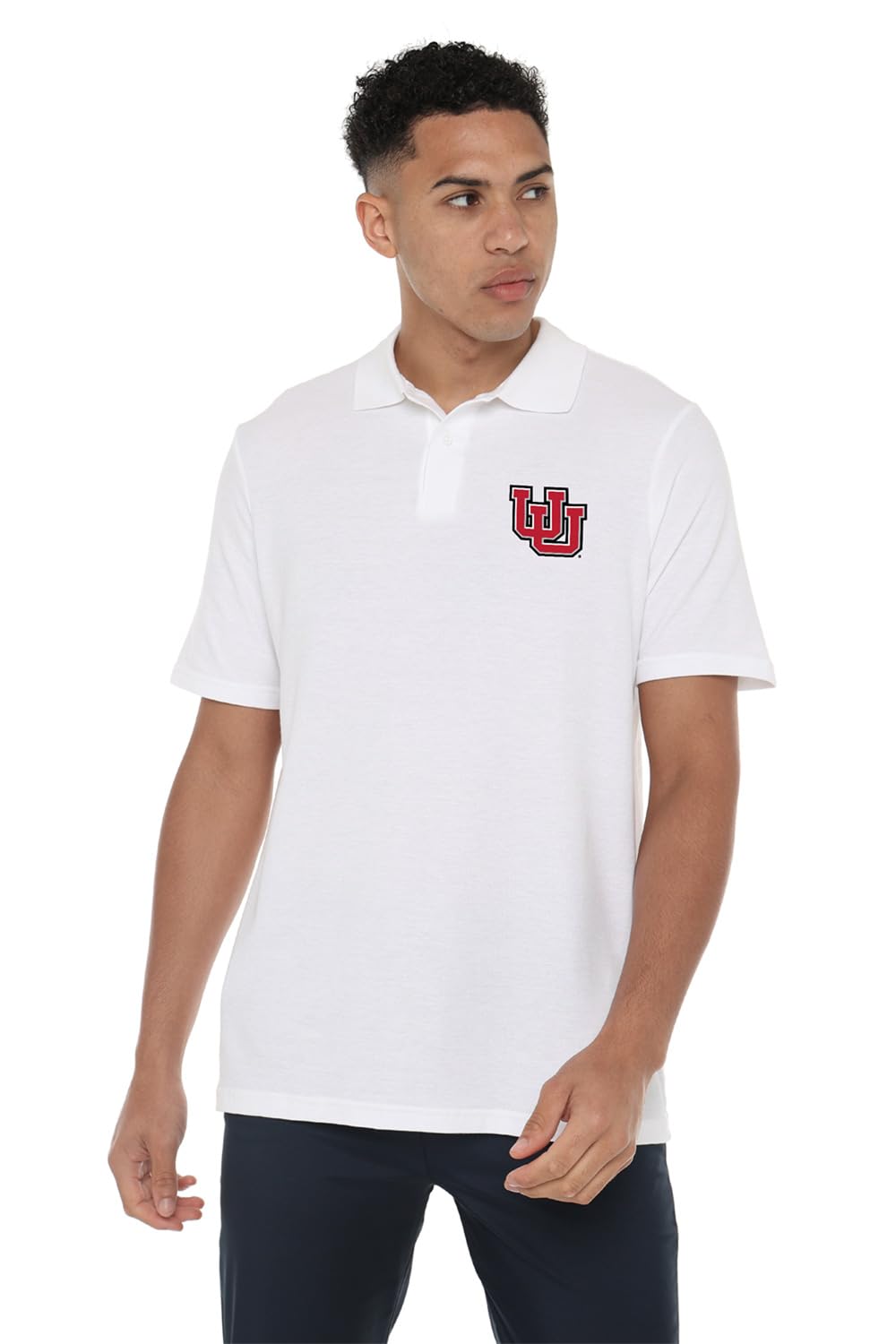 Campus Lab University of Utah Primary Logo Men's Adult 100% Cotton Knit Polo Shirt, White, Large