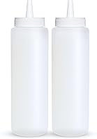 BRIGHTFROM 8oz Clear Condiment Squeeze Bottles, BPA-Free Wide Neck Squirt Bottles for Ketchup Mustard Sauces - 2 Pack Empty Plastic