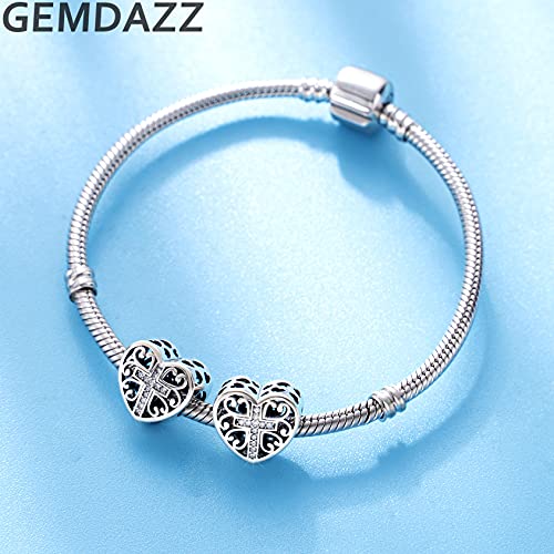 GEMDAZZ Religious Series Charm 925 Sterling Silver Chinese Yin Yang,Keep Faith Cross Dice Charms Beads Fit Men Women Bracelet Gift for Christmas/Mothers Day3
