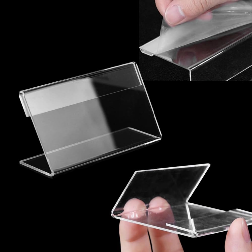 Acrylic 20 Stück transparente Etikettenhalter, 9 x 6 cm, Mini-Schilderhalter aus Acryl, Preis
