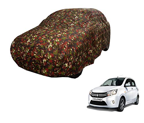 Image of Auto Hub Car Cover Compatible with Maruti Celerio (Model : 2011-2017) with Weather Proof, Triple Stitched, Celerio Car Cover Jungle Look