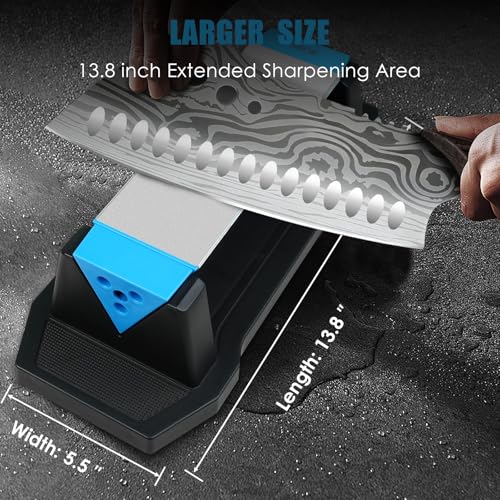 Image of Diamond Knife Sharpener, Larger Sharpening Stone, 360 /600 /1000 Grit Whetstone Knife Sharpener Kit with Honing Guide, Angle Guide, Leather Strop for Kitchen Knives, Chisels, Tools, Outdoor Gear