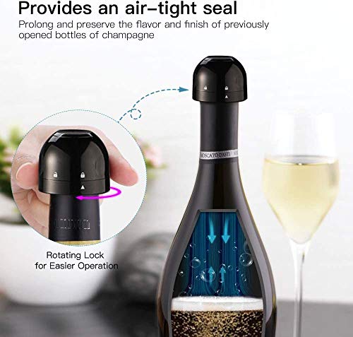 Siivton Wine Saver Vacuum Pump with 2 Wine Bottle Stoppers & Champagne Sealer, Stainless Steel