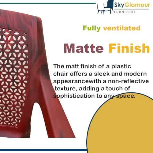Image of SkyGlamour Cello Sonet Plastic Chair | Net Design Plastic Arm Chair for Garden, Home, Living Room, Indoor and Outdoor use |Plastic Chairs Set of 2 (Colour: Rosewood; Set of 2)