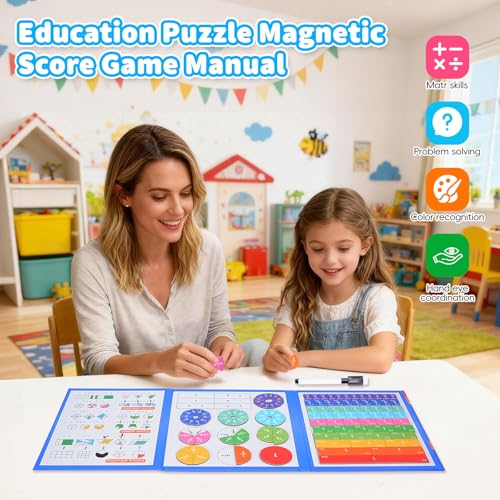 Magnetic Fraction Tiles & Circles Set, Magnetic Fraction Playbook for Kids Math Learning, Hands-On Math Manipulatives for Classroom & Homeschool, Visual Fraction Teaching Tool for Elementary Students - Image 6