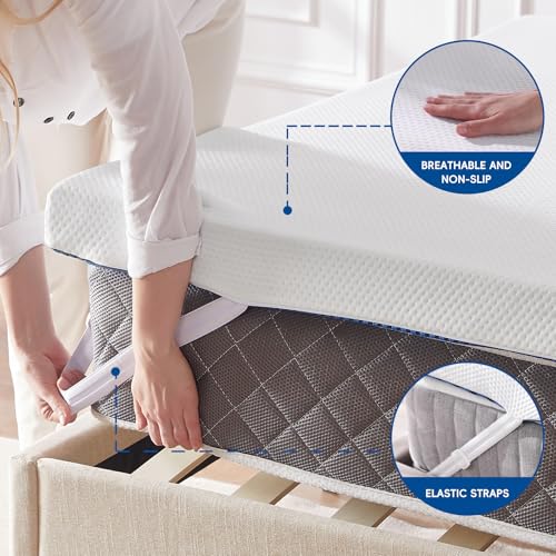 Image of WAVV Mattress Topper Queen - 3Inch Gel Memory Foam Mattress Topper Cooling Mattress Pad Bed Medium Support,with Removable and Washable Cover,CertiPUR-US Certified