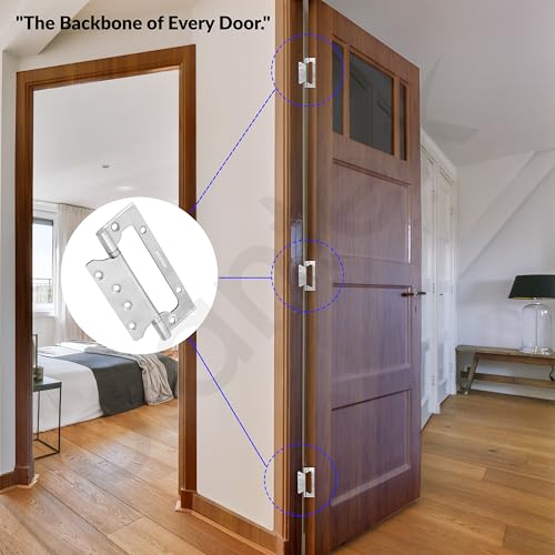 Image of Plantex Butterfly Hinges for Door /Stainless Steel Door Hinges /5 Inch x 14 Gauge Hinge /2.5 mm Hinges for Home /Office /Hotel /Non-Mortise Hinge - Pack of 1 (Chrome)