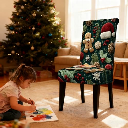 Image of Nuxovilar 4PCS Cute Pattern Decorative Stretch Chair Covers 23.6x70in | Stretch Slipcover Furniture Protector Cute Wrap Seat Guard Dining Room Family Kitchen Kid Room (Cute Pattern)