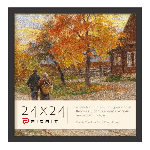 Picrit 24x24 Picture Frame Black Engineered Wood Puzzle Frame for Horizontal or Vertical Wall Mounting and Displaying Posters and Artwork Photos 1 Pack