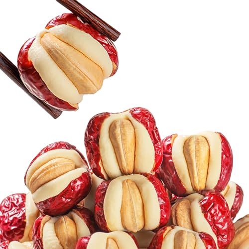 DGYLHBJ Cashew-Stuffed Jujube Dates, 1.1LB/500g Dried Jujubes with Cashews, Red Dates Snack