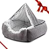MIXJOY Dog Beds for Small Dogs, Rectangle Cave Hooded Blanket Puppy Bed, Luxury Orthopedic Cat Beds for Indoor Cats, Warmth and Machine Washable (20 inches, Grey)