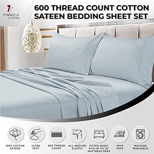 Image of Tribeca Living King Egyptian Cotton Sateen Sheet Set,