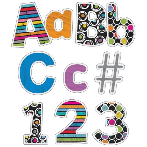 Image of Carson Dellosa 219-Piece Chalkboard Cutout Letters, 4 inch Colorful Upper and Lowercase Alphabet, Numbers, Punctuation, and Symbols for Bulletin Board, Posterboard, Party, and Classroom Decor
