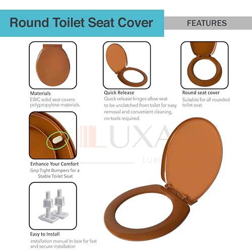 Image of LUXART Toilet Seat Cover 17.9L x 14.5W Inc Indian Commode Oval Seat Cover With Round Edge | EWC Non Soft Close Commode Cover With Installation Kit | PP Western Toilet Cover For Bathroom Commercial Use