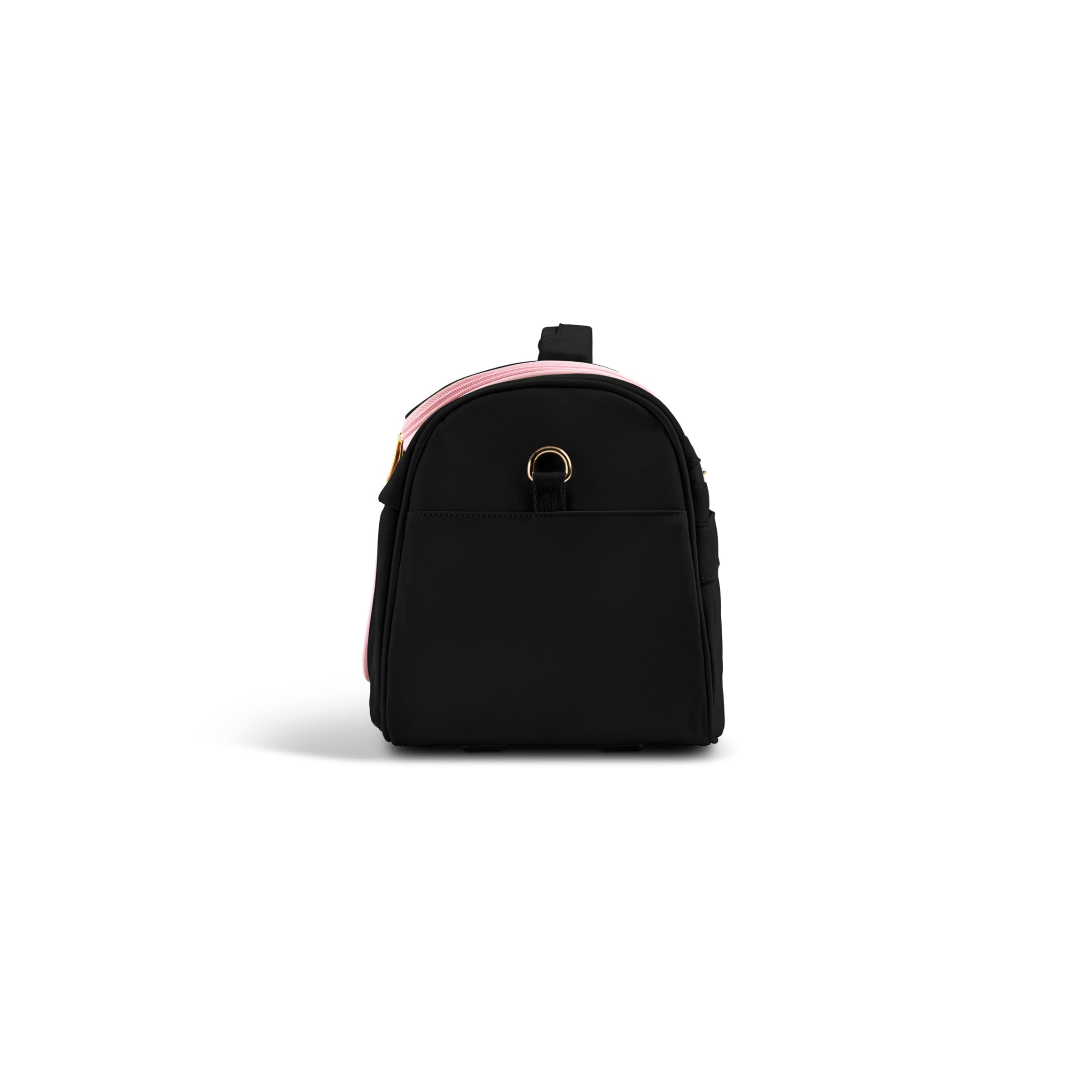 Braccialini Travel Kühn und raffiniert, das Braccialini Beauty Case aus Nylon vereint elegantes Schwarz mit Leopardenmuster, eingerahmt von rosa Einfassungen und goldfarbenen Metalldetails. Leicht und