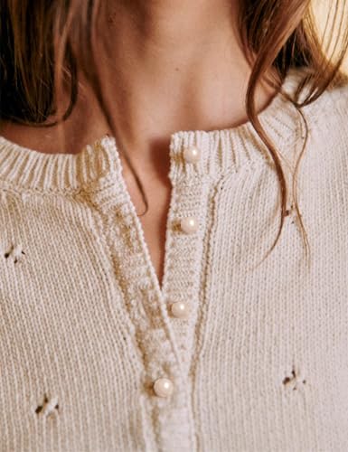 Bianstore Women's Casual Short Sleeve Crewneck Button Down Cardigan Sweater Crochet Knit Top4