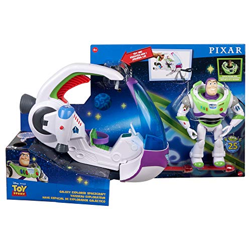 Disney Toy Story 4 Nave Exploradora Galáctica con Buzz Lightyear, nave espacial de juguete con figura de acción (GWY61)