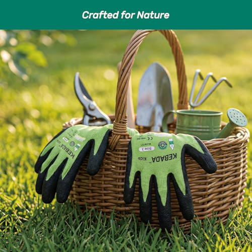 Image of Kebada Toddler Gardening Gloves, Latex Coated, Ages 3-5, 3 Pairs