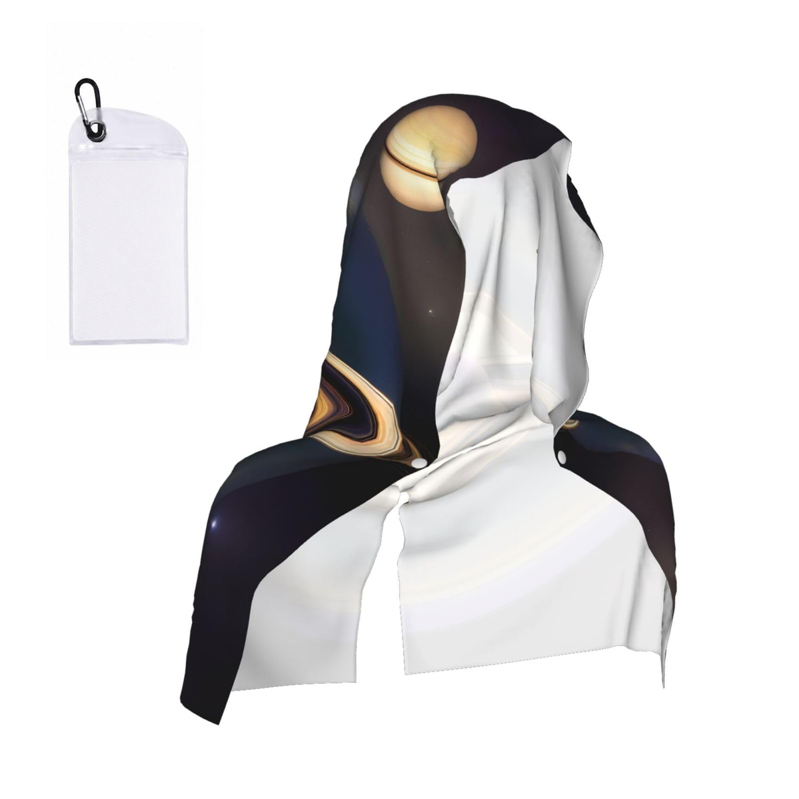CNTDBU Beautiful Saturn Cooling Towel Hooded-Instant Chill Neck Cover for Sports, UV Cooling Rag for Running Gym