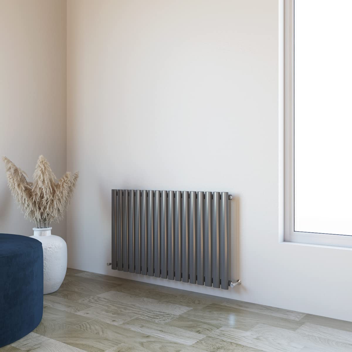 Oval Column Radiator 600x1003mm Horizontal Design Single Central Heating Anthracite Rad โ image 1