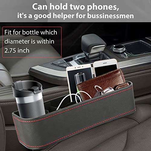 Jeteven Car Seat Gap Filler, 2 Pack Multifunctional Car Seat Organizer, Console Side Pocket Storage Box with Cup Holder, Upgraded Organizer Between Front Seats for Cellphones, Wallets - Thumbnail 6