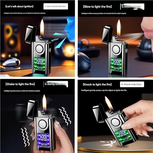 Encendedor de tres llamas con indicador LED y ventana transparente de aire 4