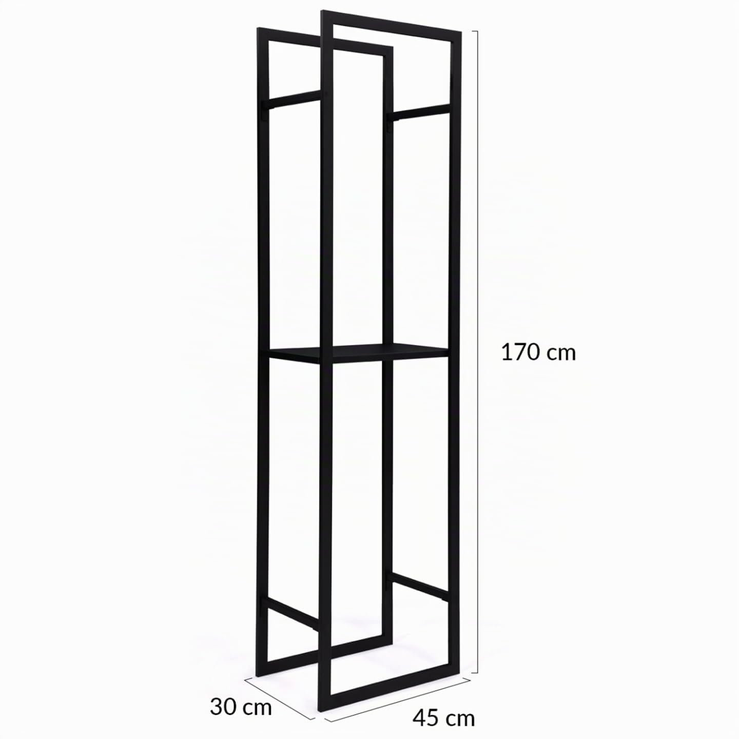 IDMarket - Portatroncos vertical de acero negro con estante H.170 CM para chimenea
