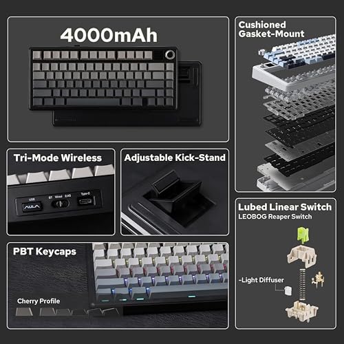 Aula F75 MAX 75% Layout Mechanical Gaming Keyboard, Gray - Image 3