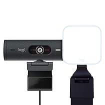 Logitech Litra Glow Luce LED Streaming Premium – Grafite Brio 500 Webcam Full HD Correzione Luce, Auto-Framing, Funziona con Microsoft Teams, Google Meet, Zoom – PC ,  Mac – Grafite
