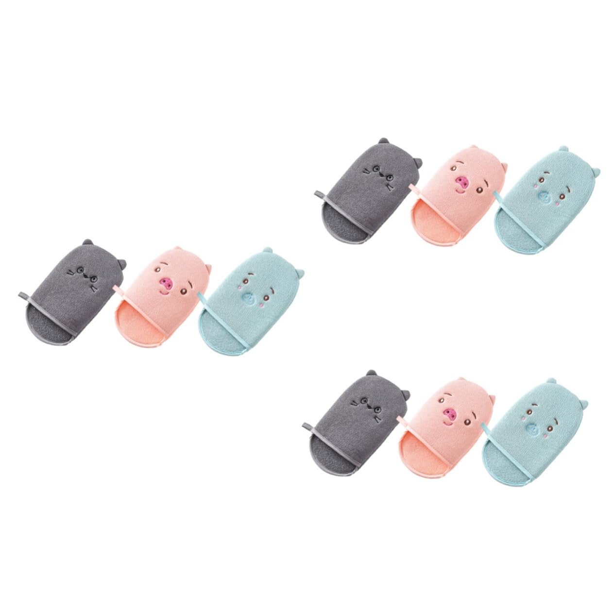minkissy 9pezzi Esfolianti Per Doccia Per Profonda Cartoon Per Esfoliazione e Colori Grigio Blu Rosa