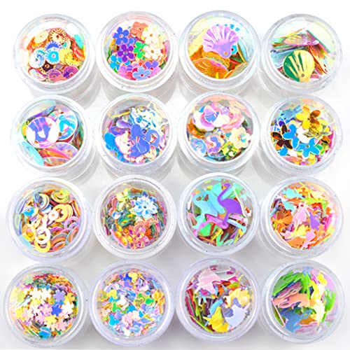 FineInno 封入用パーツ スパンコール 星の砂 レジン 材料 キラキラ素材 レジンパーツDIY アクセサリー 16種類 16セット (カラフル) FineInno 封入用パーツ スパンコール 星の砂 レジン 材料 キラキラ素材 レジンパーツDIY アクセサリー 16種類 16セット (カラフル)