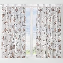 Cortinas De Cocina Estampadas Dalina Textil -Cortina de Cocina Translúcido Estampado, Visillo Transparente para Cocina, Comedor, Marco de Puerta 1 Pieza Tejido Gasa Fina 140X140CM