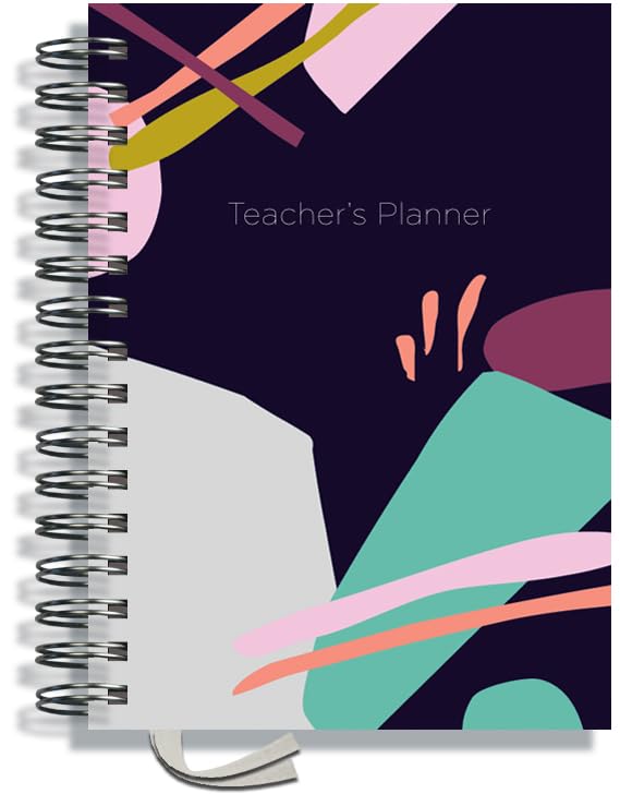 Teacher Planner 2026-2027 A5 size by Pirongs | 5 Lesson Planner for Teachers | Page a day | Undated, Hardback, Wiro-bound Teachers Planner - Abstract — image 1