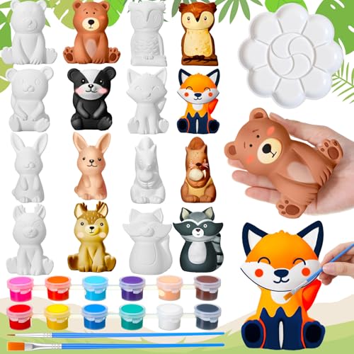 Reallnaive 8 Pack Woodland Animal Ceramics to Paint Ready to Your Own Gnome Statues 3.94